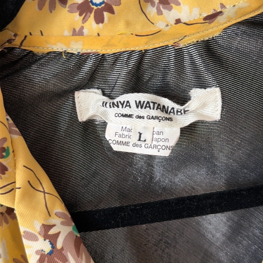 JUNYA WATANABE COMME DES GARCONS yellow silver floral print DRESS 2015, size L - Picture 14 of 14